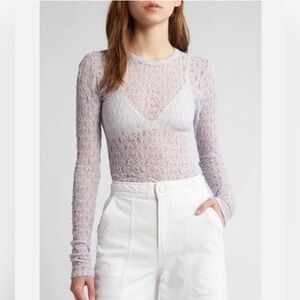 Sheer Lace Long-Sleeve Top in Lilac